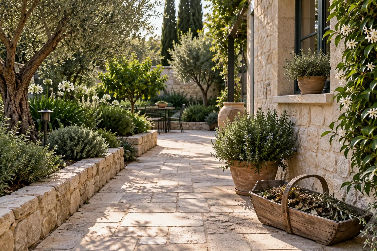 שטח גינה מסודר לצד צמחייה קיימת