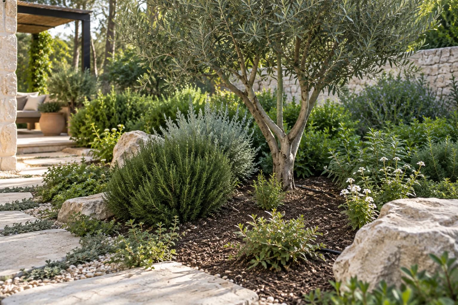 צמחים בערוגה בגינה